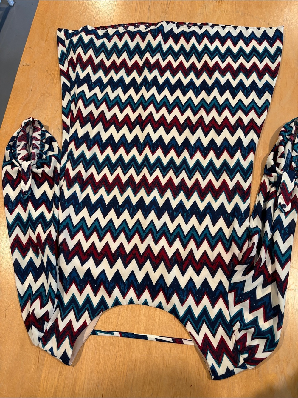 Speechless ~ Chevron Long sleeve Dress Burgundy Teal & Navy Blue